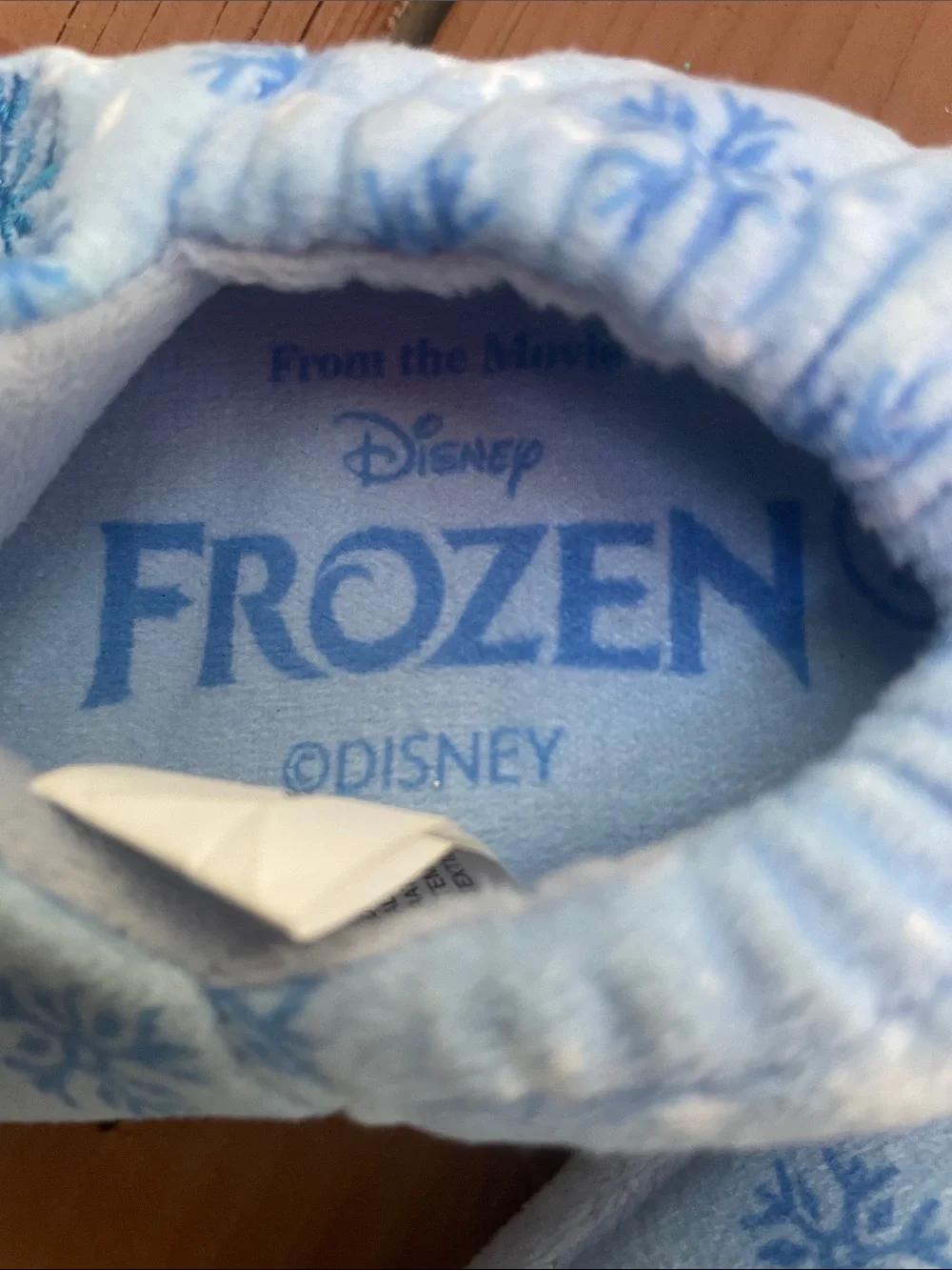 Disney Frozen Elsa Anna Blue Slippers Girls Size 9/10 Snowflake